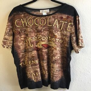 Black Fairy Grunge Vintage Y2K Funky Whimsigoth Novelty Chocolate Theme Tee 1X